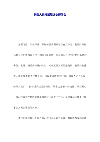 销售人员拓展培训心得体会