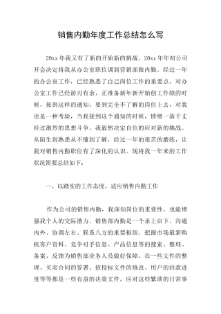 销售内勤年度工作总结怎么写