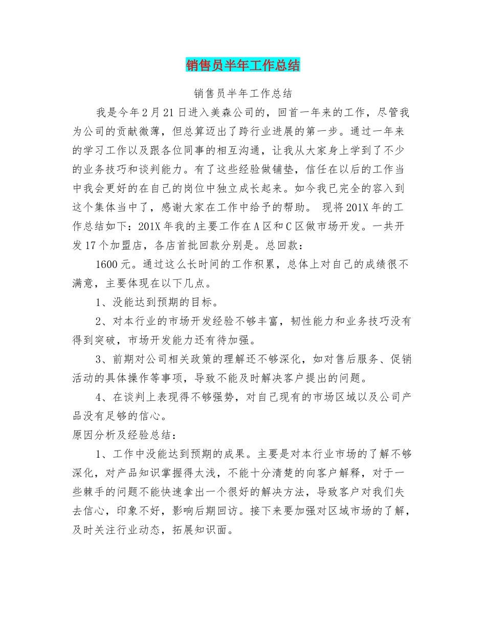 销售员半年工作总结_第1页