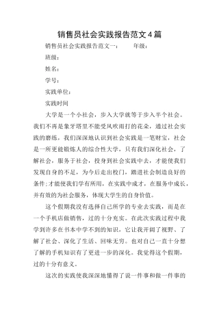 销售员社会实践报告范文4篇