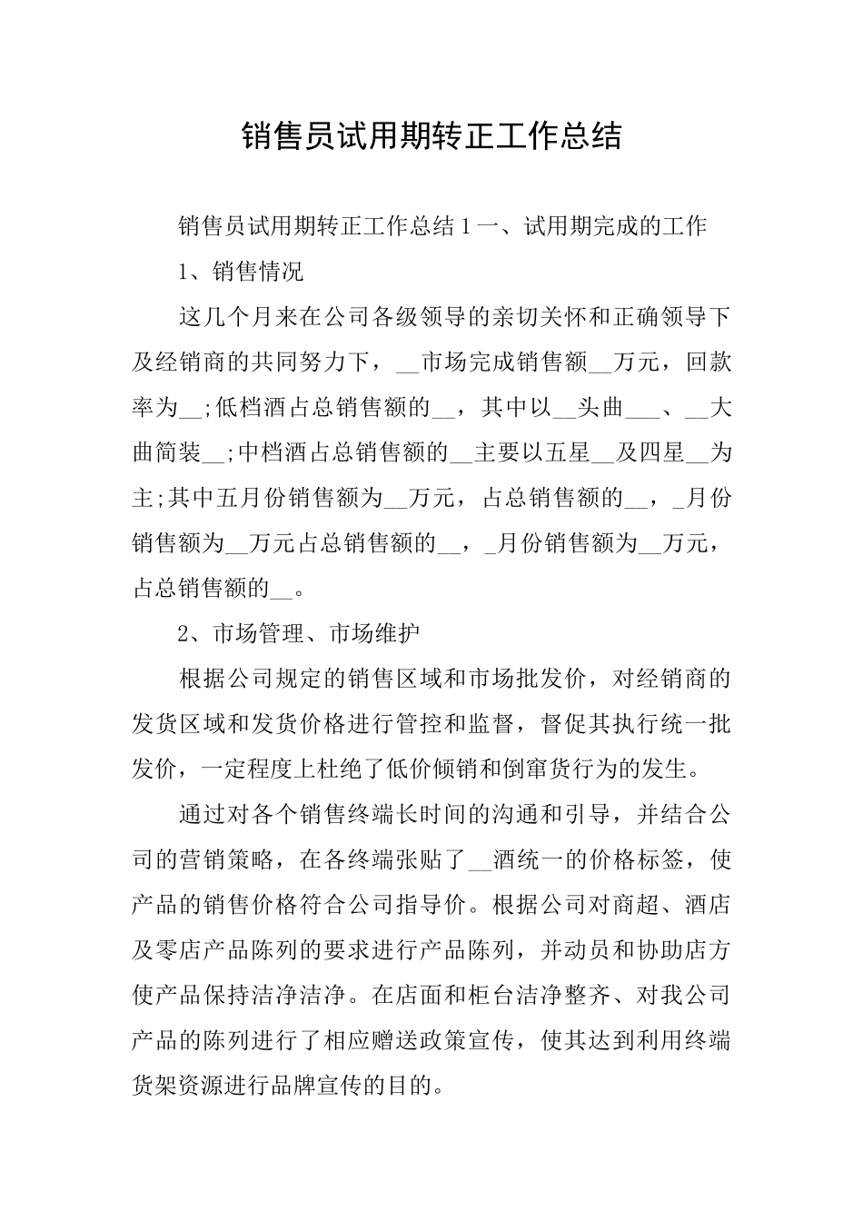 销售员试用期转正工作总结_第1页