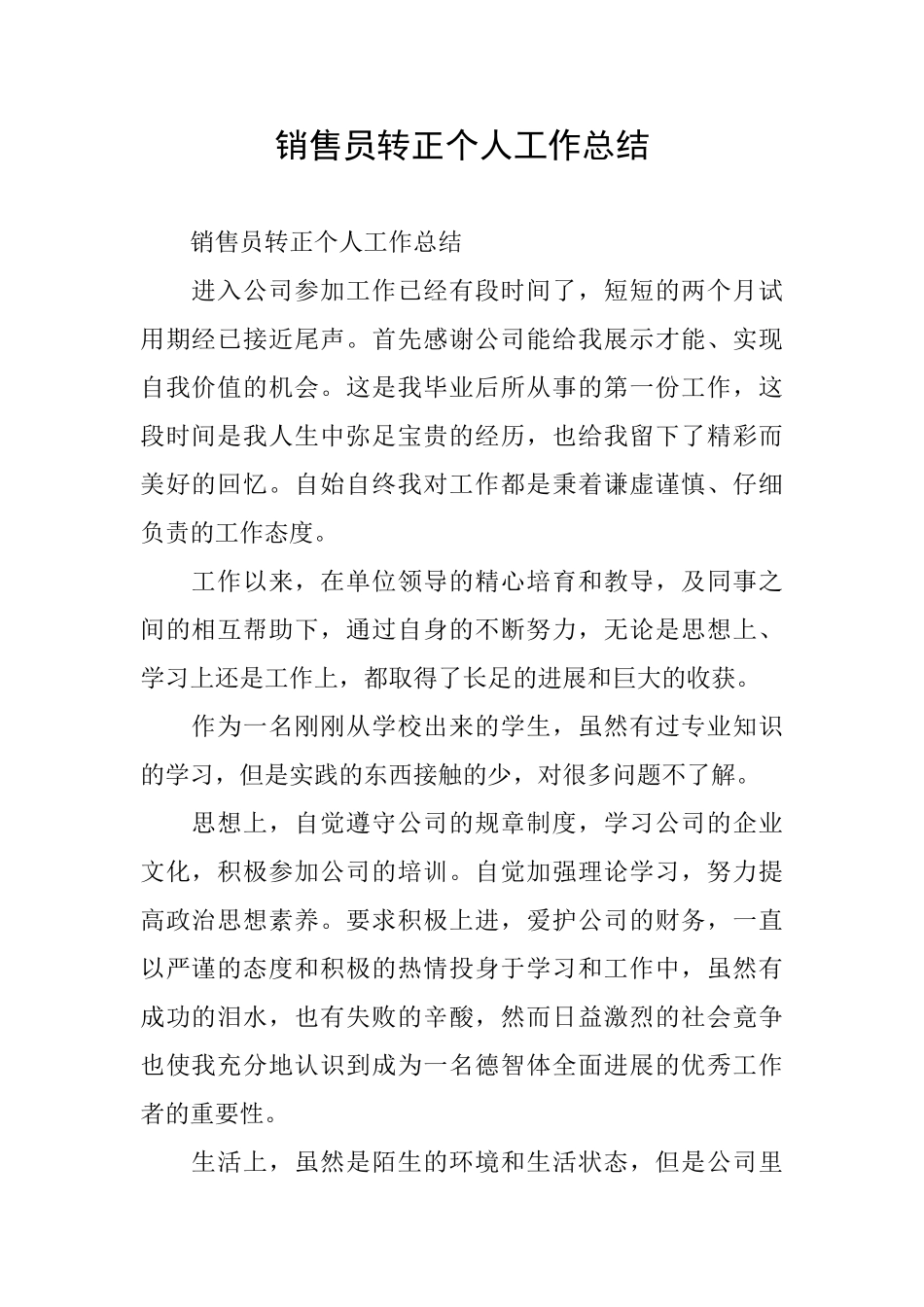 销售员转正个人工作总结_第1页