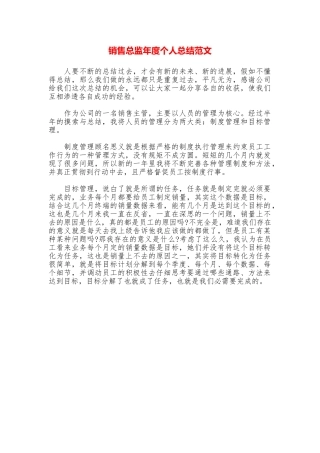 销售总监年度个人总结范文