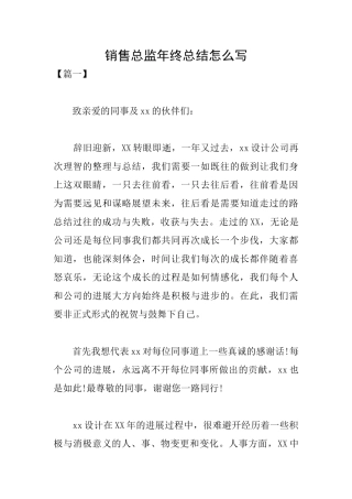 销售总监年终总结怎么写