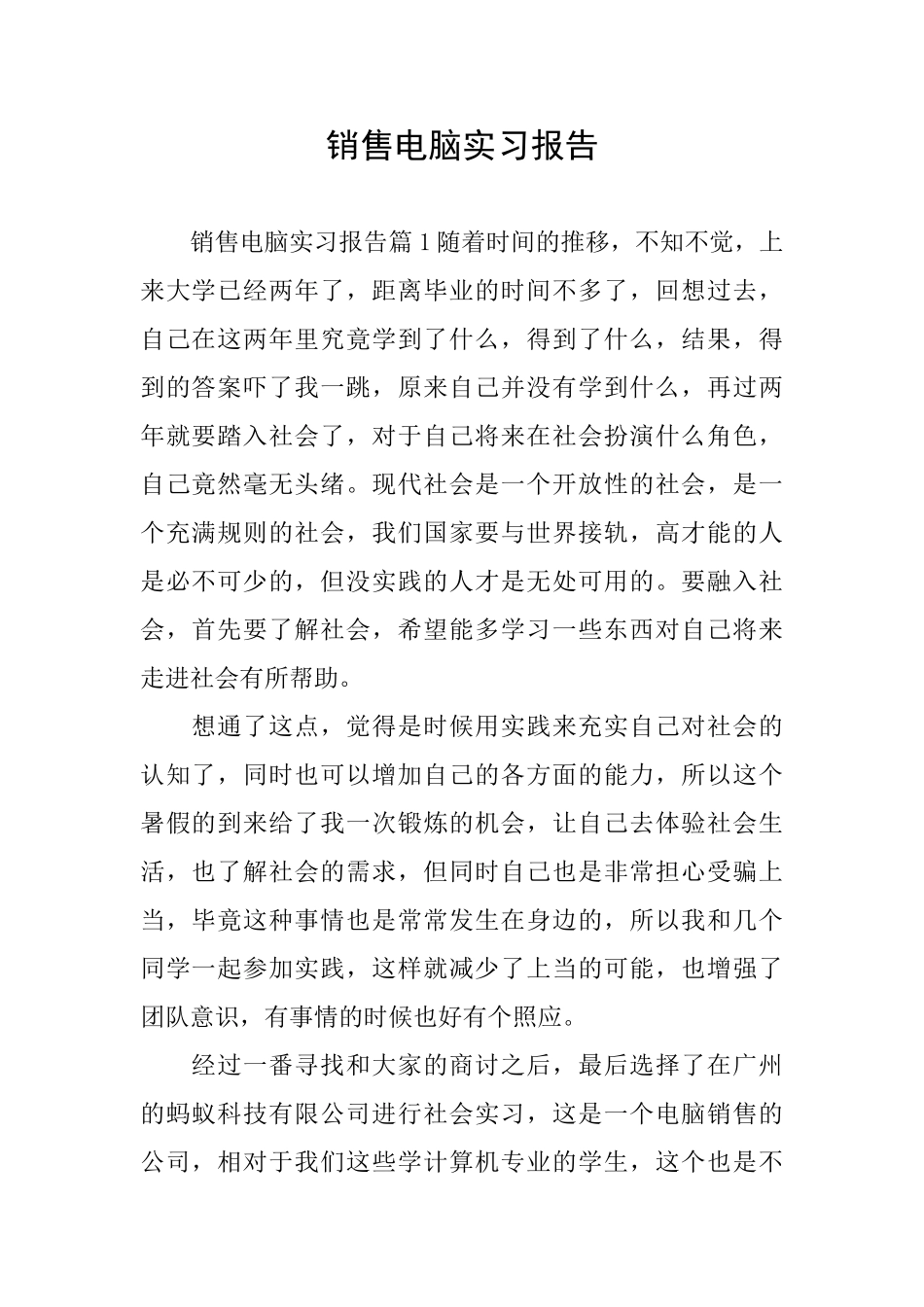 销售电脑实习报告_第1页