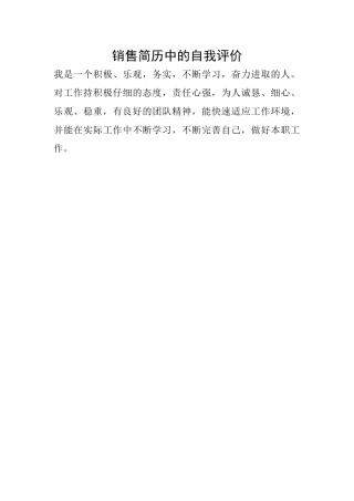 销售简历中的自我评价