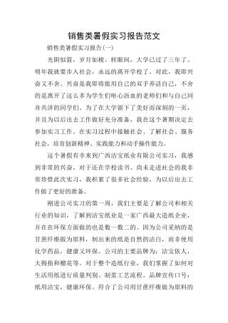 销售类暑假实习报告范文