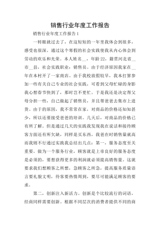 销售行业年度工作报告