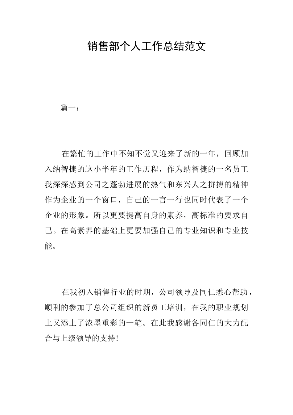 销售部个人工作总结范文_第1页
