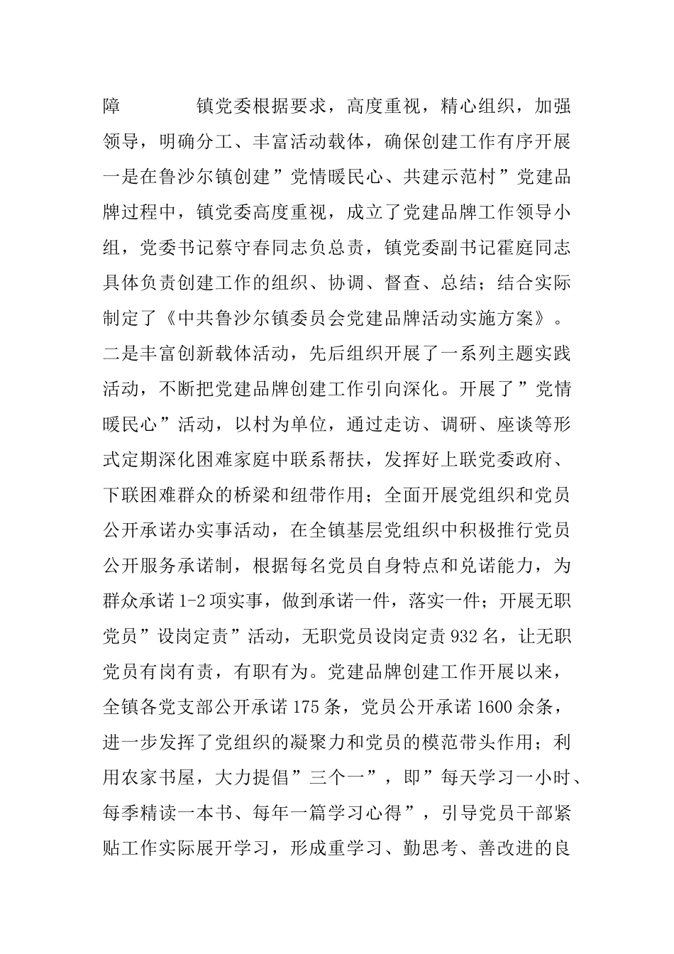 镇党委党建品牌创建申报材料_第2页