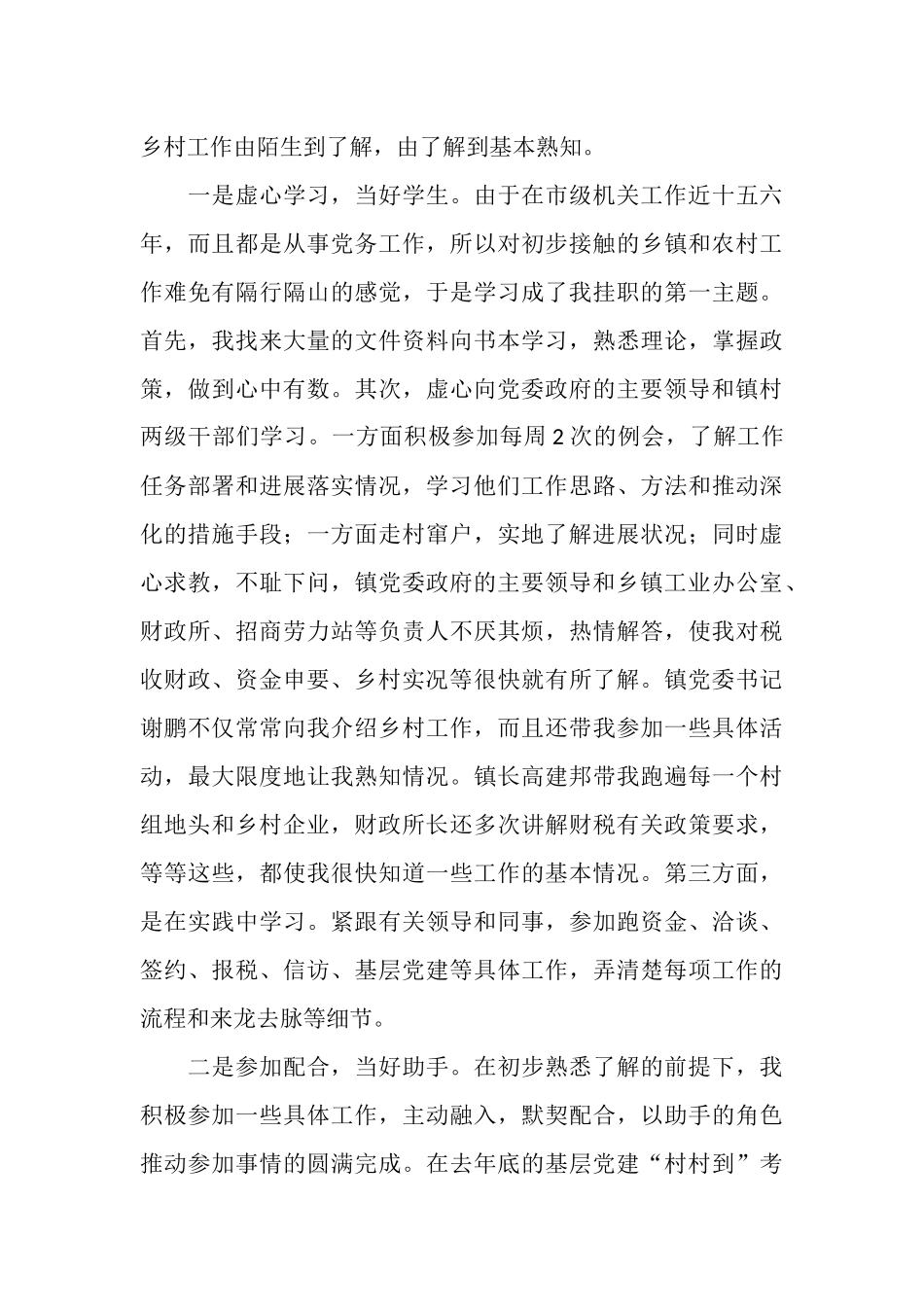 镇党委副书记挂职工作总结_第3页