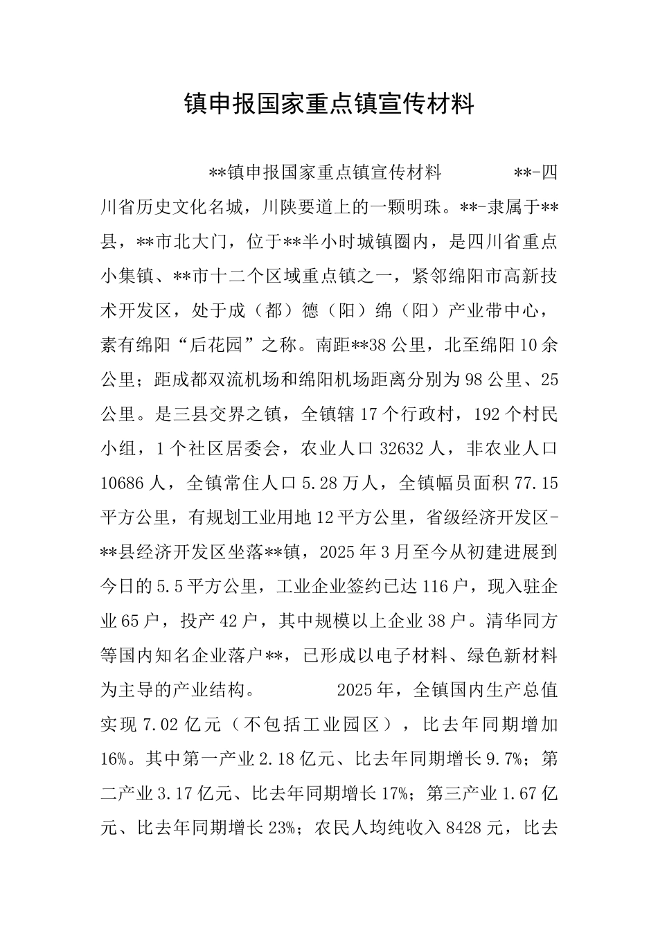 镇申报国家重点镇宣传材料_第1页