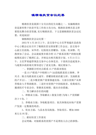 镇精准扶贫会议纪要