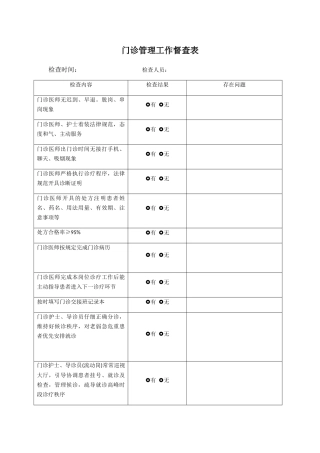 门诊管理工作督查表