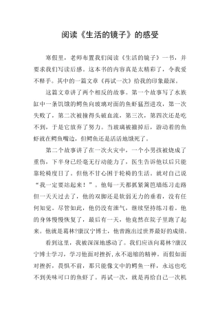 阅读《生活的镜子》的感受