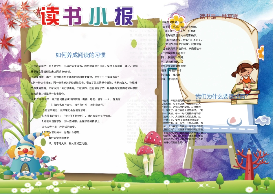 阅读读书手抄报模板_第1页