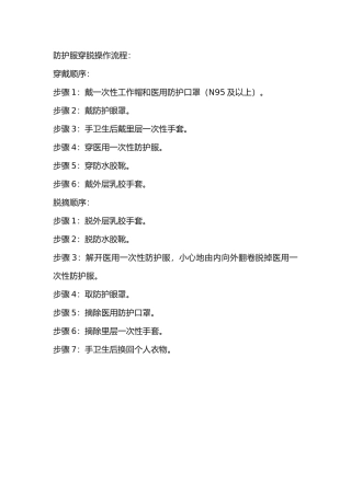 防护服穿脱操作流程