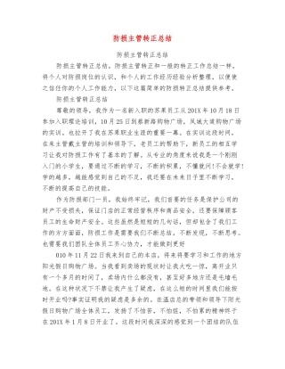 防损主管转正总结