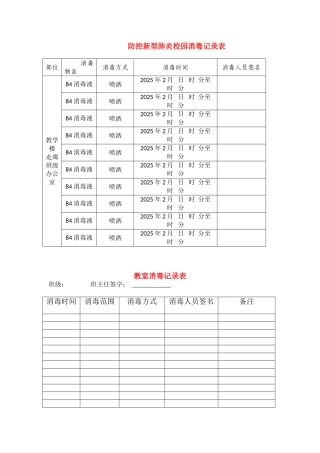 防控新型肺炎校园消毒记录表(1)