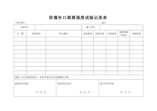防腐补口剥离强度试验记录表