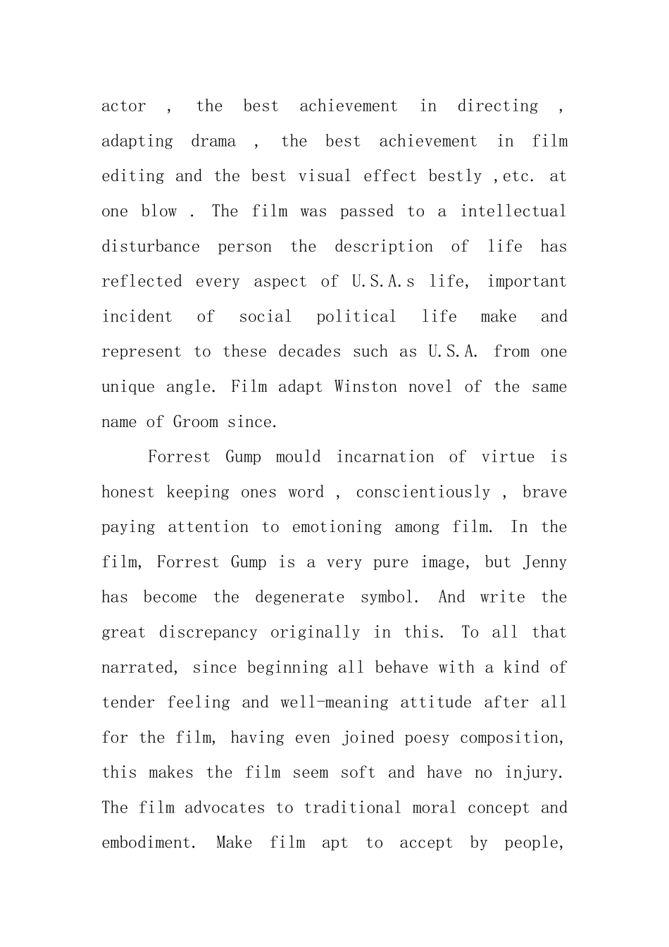 阿甘正传英文读后感_第3页