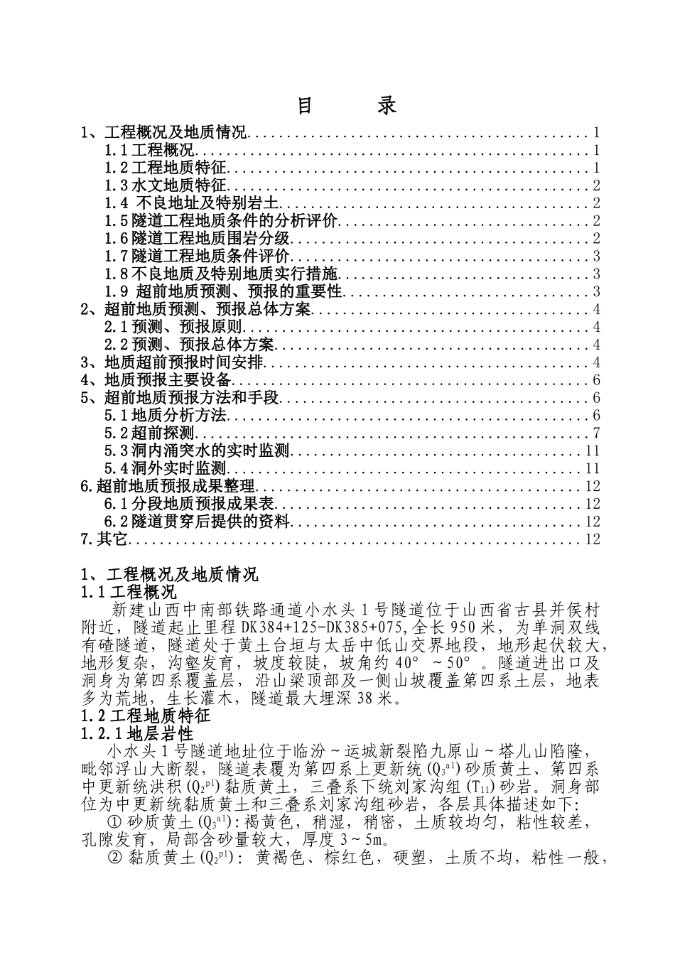 隧道超前地质预报方案_第1页