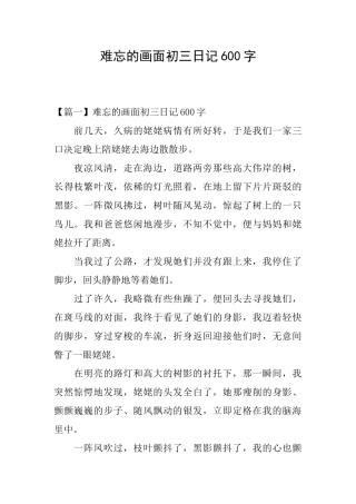 难忘的画面初三日记600字