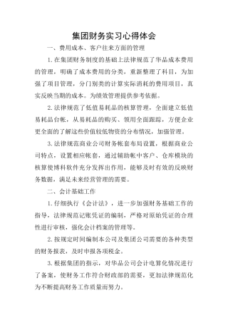 集团财务实习心得体会