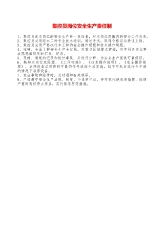 集控员岗位安全生产责任制—