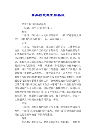 青共校思想汇报格式