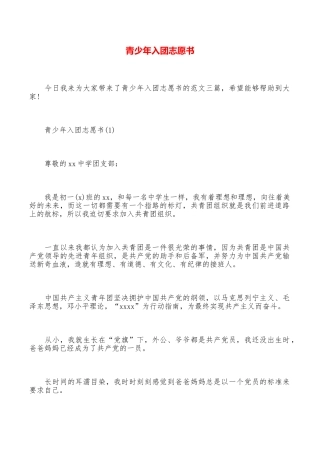 青少年入团志愿书