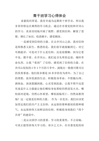 青干班学习心得体会