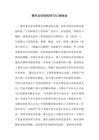 青年业余党校学习心得体会