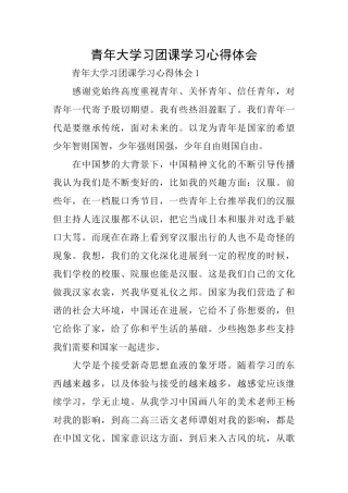 青年大学习团课学习心得体会