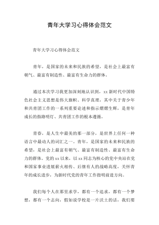 青年大学习心得体会范文