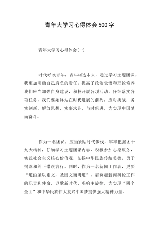 青年大学习心得体会500字