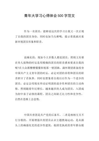 青年大学习心得体会500字范文