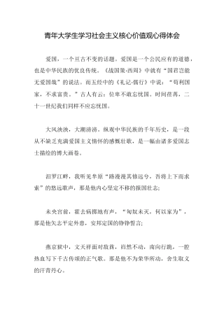 青年大学生学习社会主义核心价值观心得体会