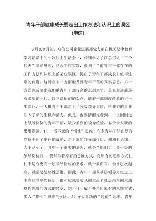 青年干部健康成长要走出工作方法和认识上的误区