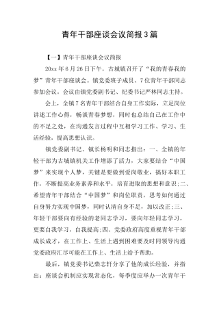 青年干部座谈会议简报3篇