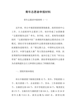 青年志愿者申报材料