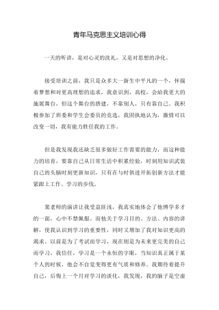 青年马克思主义培训心得