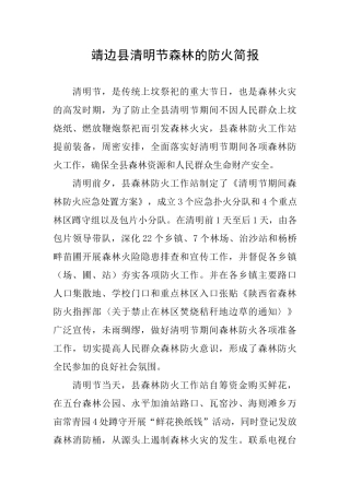靖边县清明节森林的防火简报