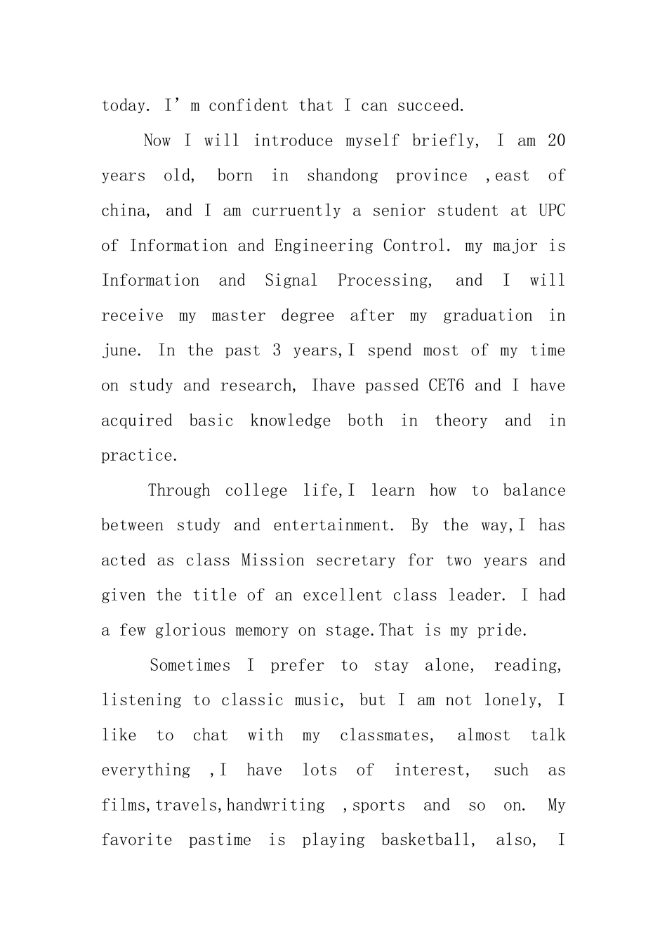 面试时英语自我介绍3篇_第3页