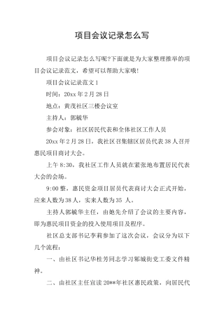 项目会议记录怎么写