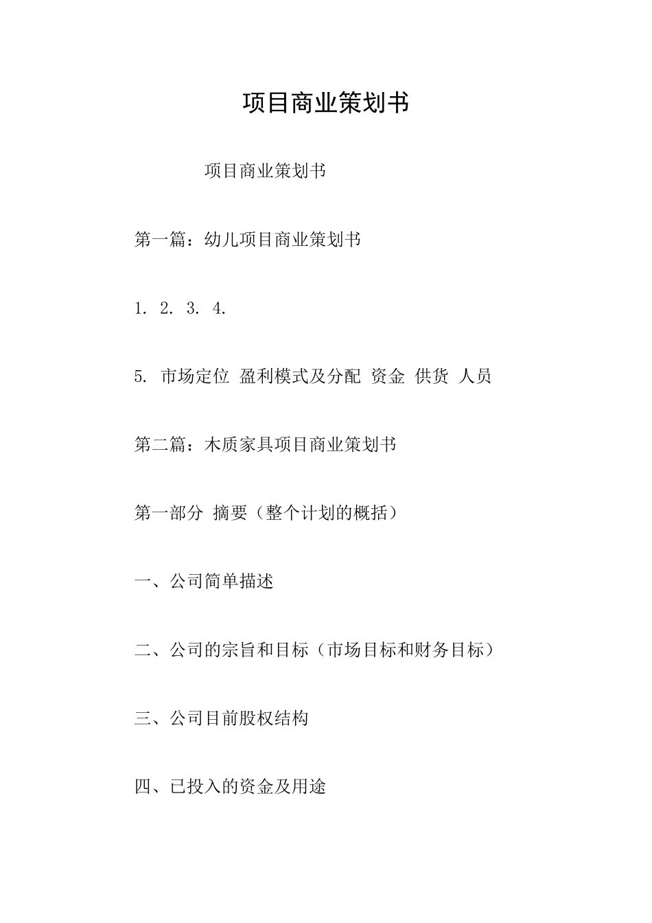 项目商业策划书_第1页