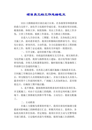 项目员工的工作总结范文