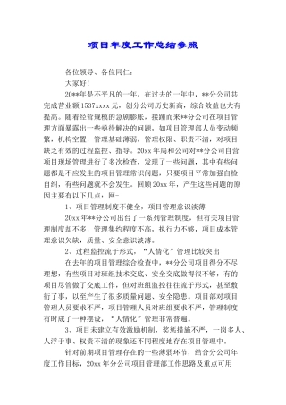 项目年度工作总结参照