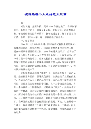 项目经理个人总结范文三篇