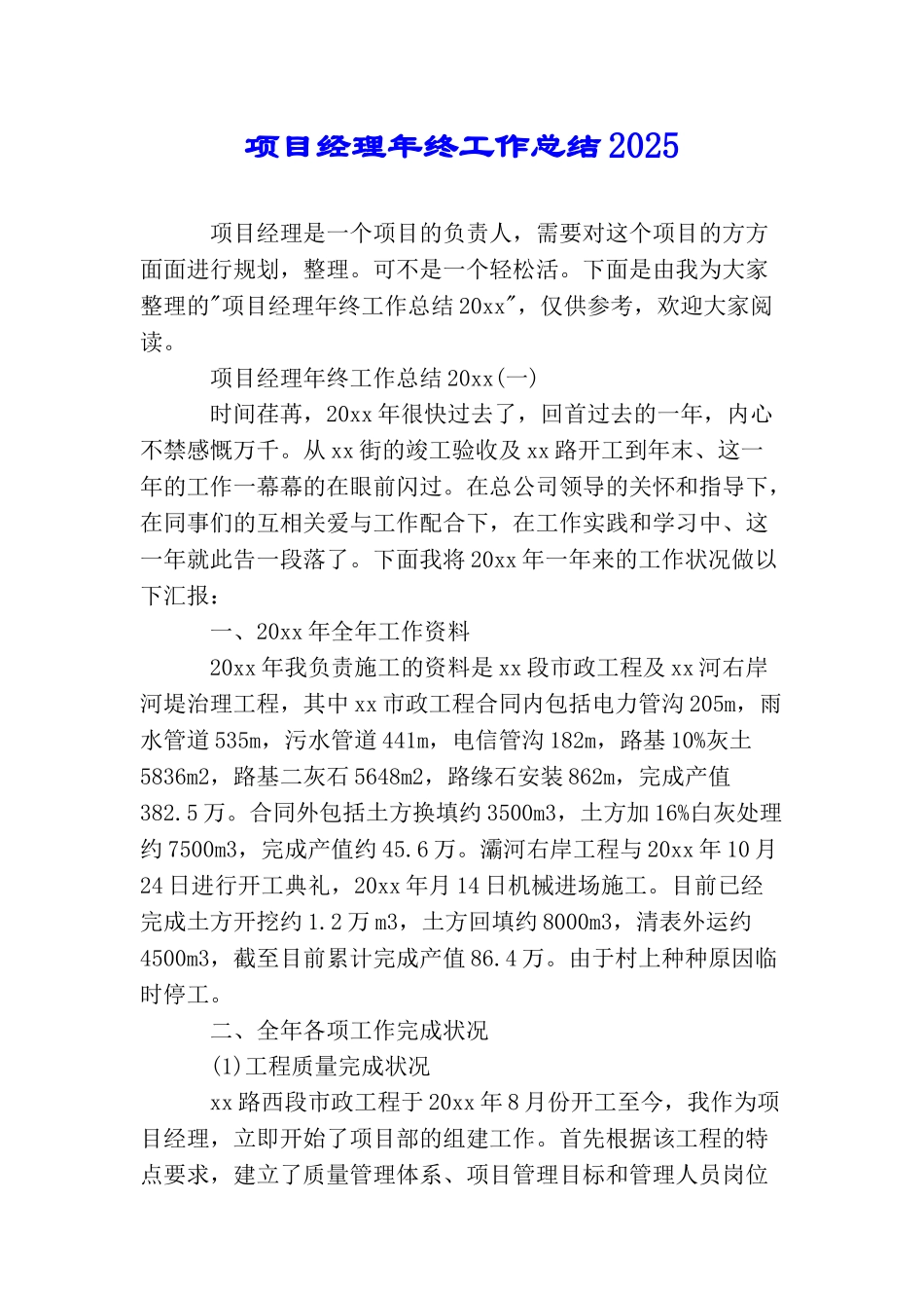项目经理年终工作总结2025_第1页